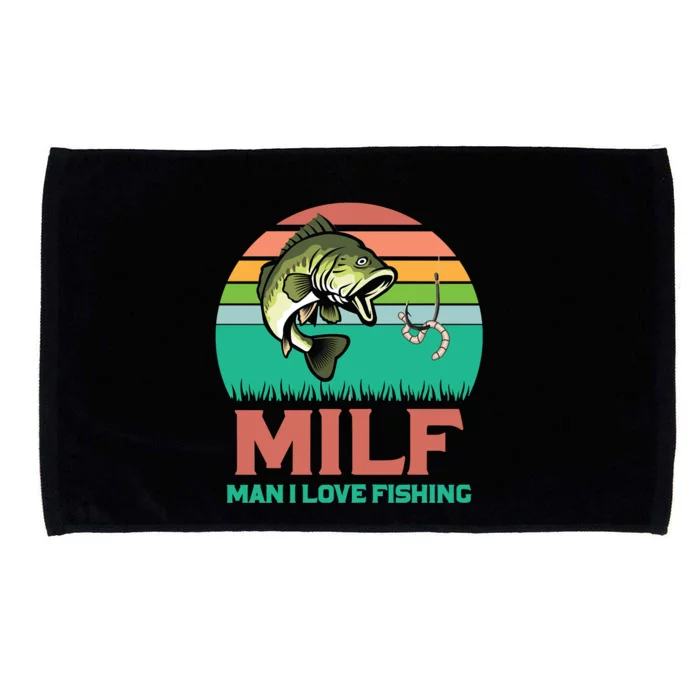 Funny MILF Man I Love Fishing Vintage Milf Fishing Shirt Fisherman Shirt Microfiber Hand Towel