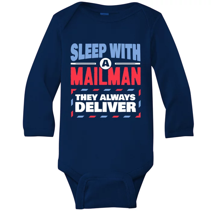 Funny Mailman Mail Carrier Joke They Always Deliver Postman Baby Long Sleeve Bodysuit