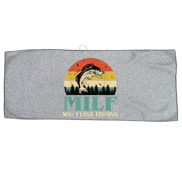 Funny MILF Man I Love Fishing Vintage Milf Fishing Shirt Fisherman Shirt Large Microfiber Waffle Golf Towel