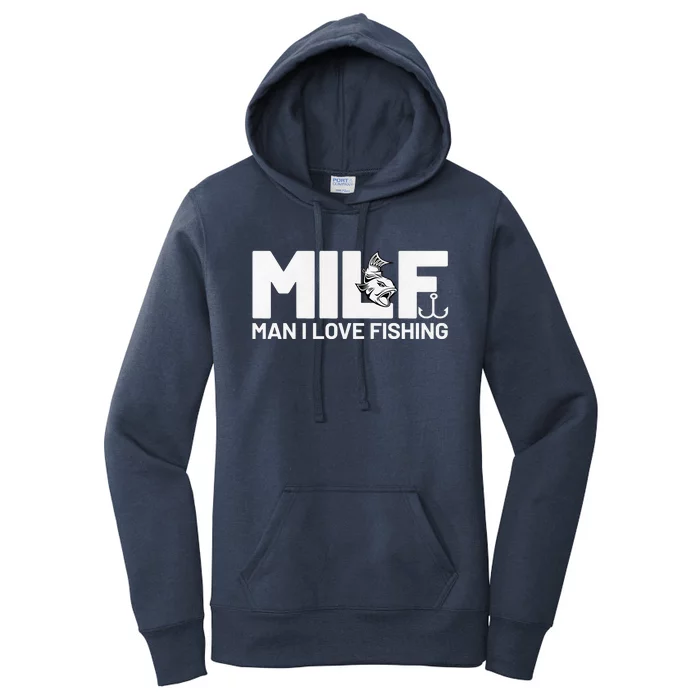 Funny MILF Man I Love Fishing Vintage Milf Fishing Shirt Fisherman Shirt Women's Pullover Hoodie