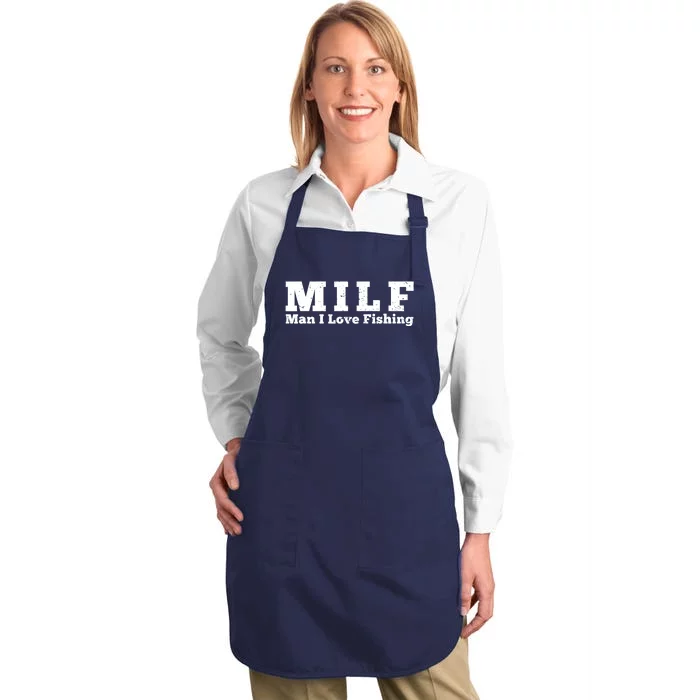 Funny MILF Man I Love Fishing Vintage Milf Fishing Shirt Fisherman Shirt Full-Length Apron With Pocket