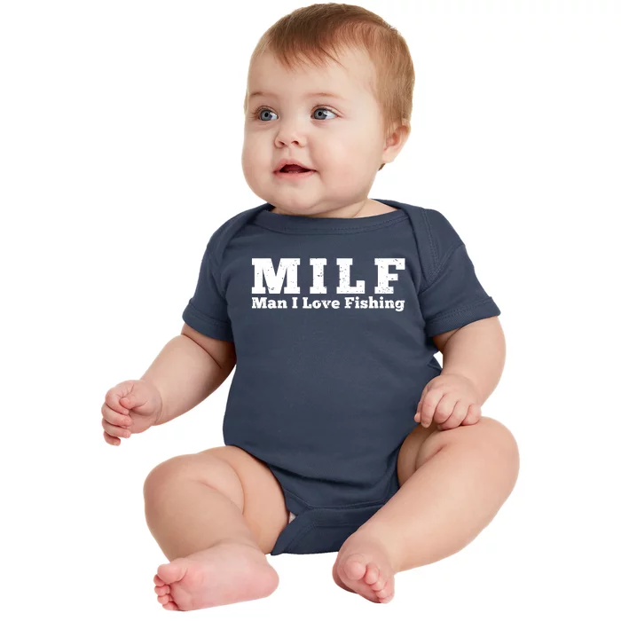 Funny MILF Man I Love Fishing Vintage Milf Fishing Shirt Fisherman Shirt Baby Bodysuit