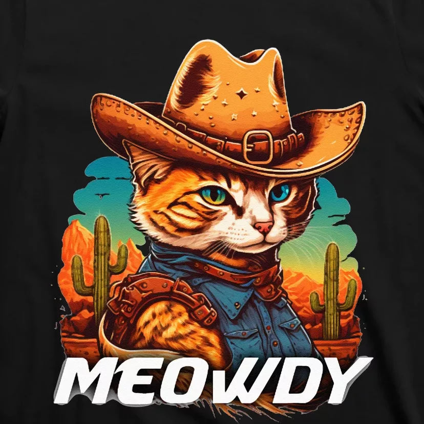 Funny Mashup Meowdy Cat Cowboy Hat Country Lover T-Shirt