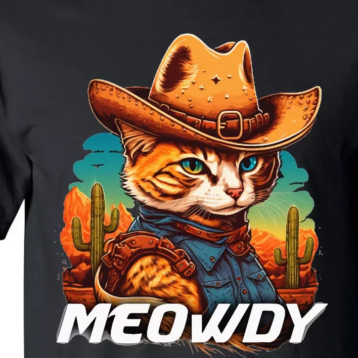 Funny Mashup Meowdy Cat Cowboy Hat Country Lover Tall T-Shirt