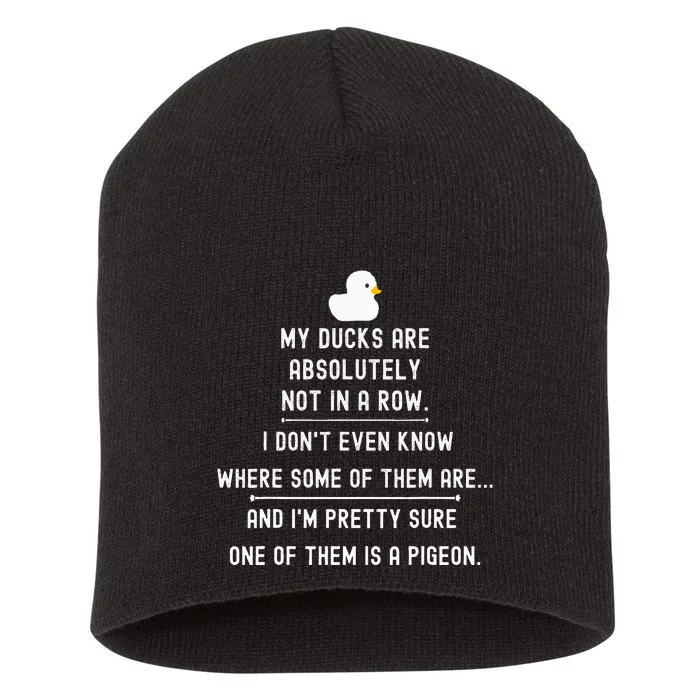 Funny Meme My Ducks Are Absolutely Not In A Row Pigeon Short Acrylic Beanie