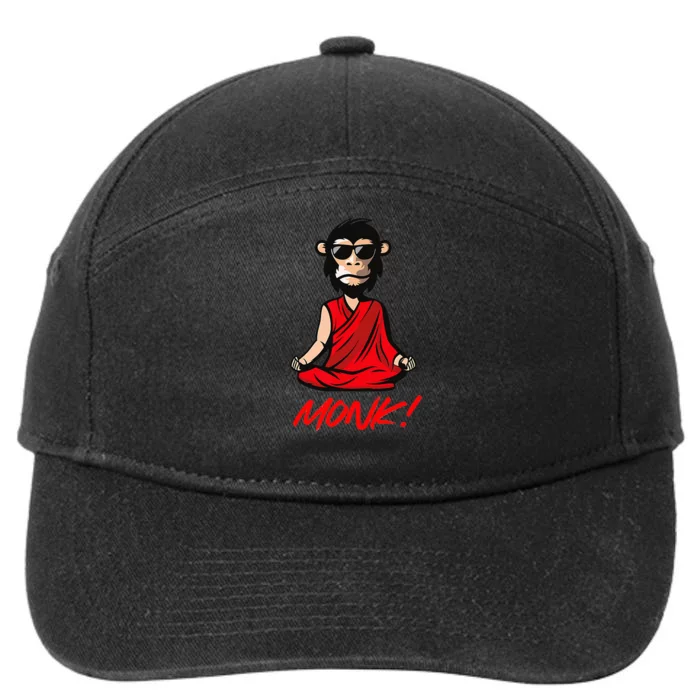 Funny Meditation MONK! Monkey Grafitti Skateboarding Punk 7-Panel Snapback Hat