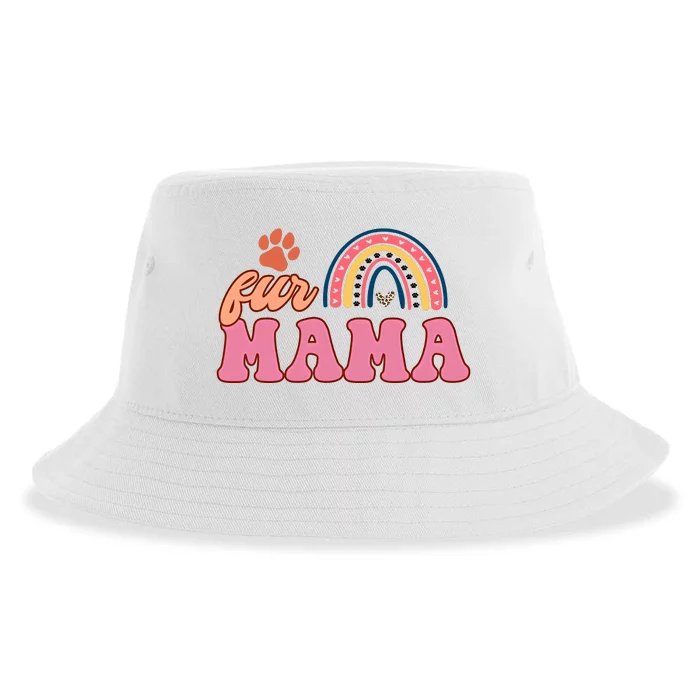 Fur Mama Mother's Day Rainbow Dog Paw Mom Cat Paw Sustainable Bucket Hat