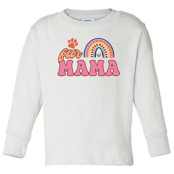 Fur Mama Mother's Day Rainbow Dog Paw Mom Cat Paw Toddler Long Sleeve Shirt