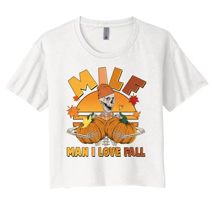 Funny MILF Man I Love Fall Women's Crop Top Tee