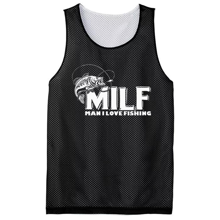 Funny MILF Man I Love Fishing Mesh Reversible Basketball Jersey Tank