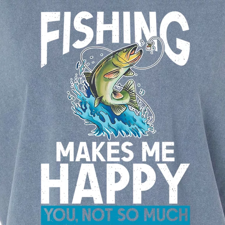 Fishing Makes Me Happy You Not Angling Hunting Garment-Dyed Women's Muscle Tee