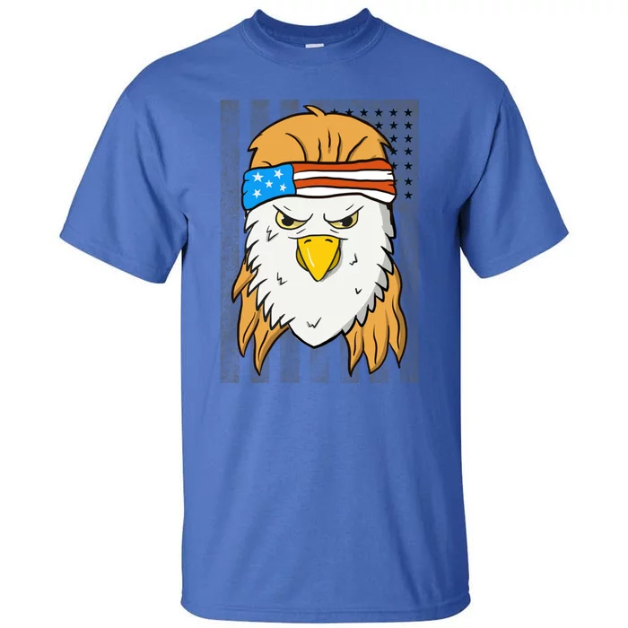 Funny Mullet Merica Bald Eagle 4th Of July American Flag Cool Gift Tall T-Shirt