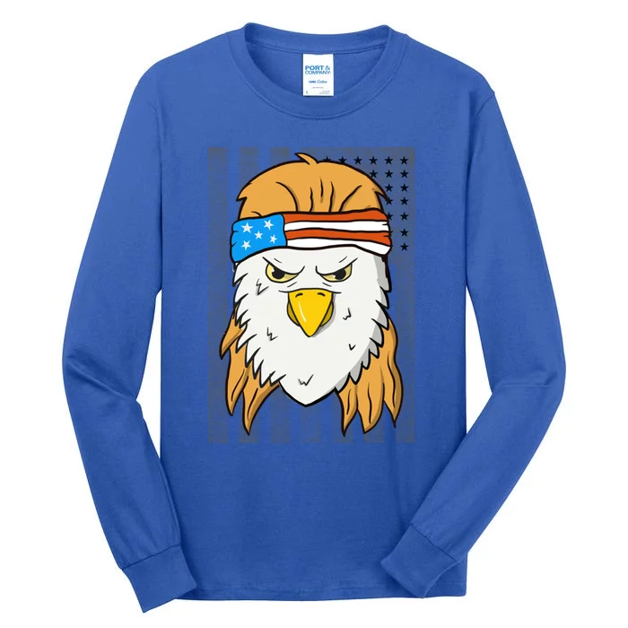 Funny Mullet Merica Bald Eagle 4th Of July American Flag Cool Gift Tall Long Sleeve T-Shirt