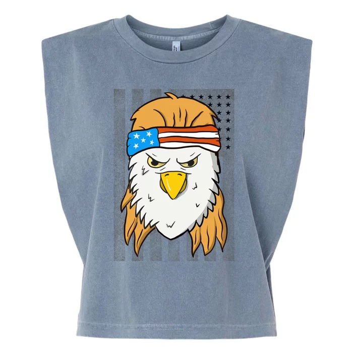 Funny Mullet Merica Bald Eagle 4th Of July American Flag Cool Gift Garment-Dyed Women's Muscle Tee