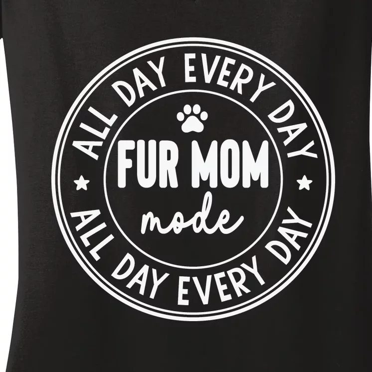 Fur Mom Mode White Women's V-Neck T-Shirt