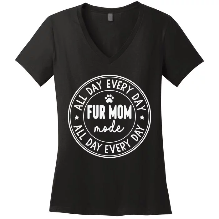 Fur Mom Mode White Women's V-Neck T-Shirt