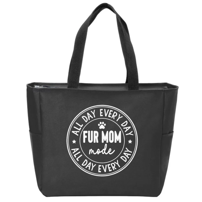 Fur Mom Mode White Zip Tote Bag