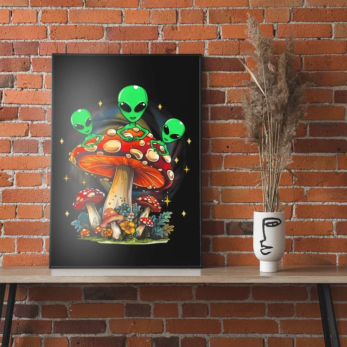 Funny Magic Mushroom Alien Trippy Shroom Lsdweed Acid Trip Poster