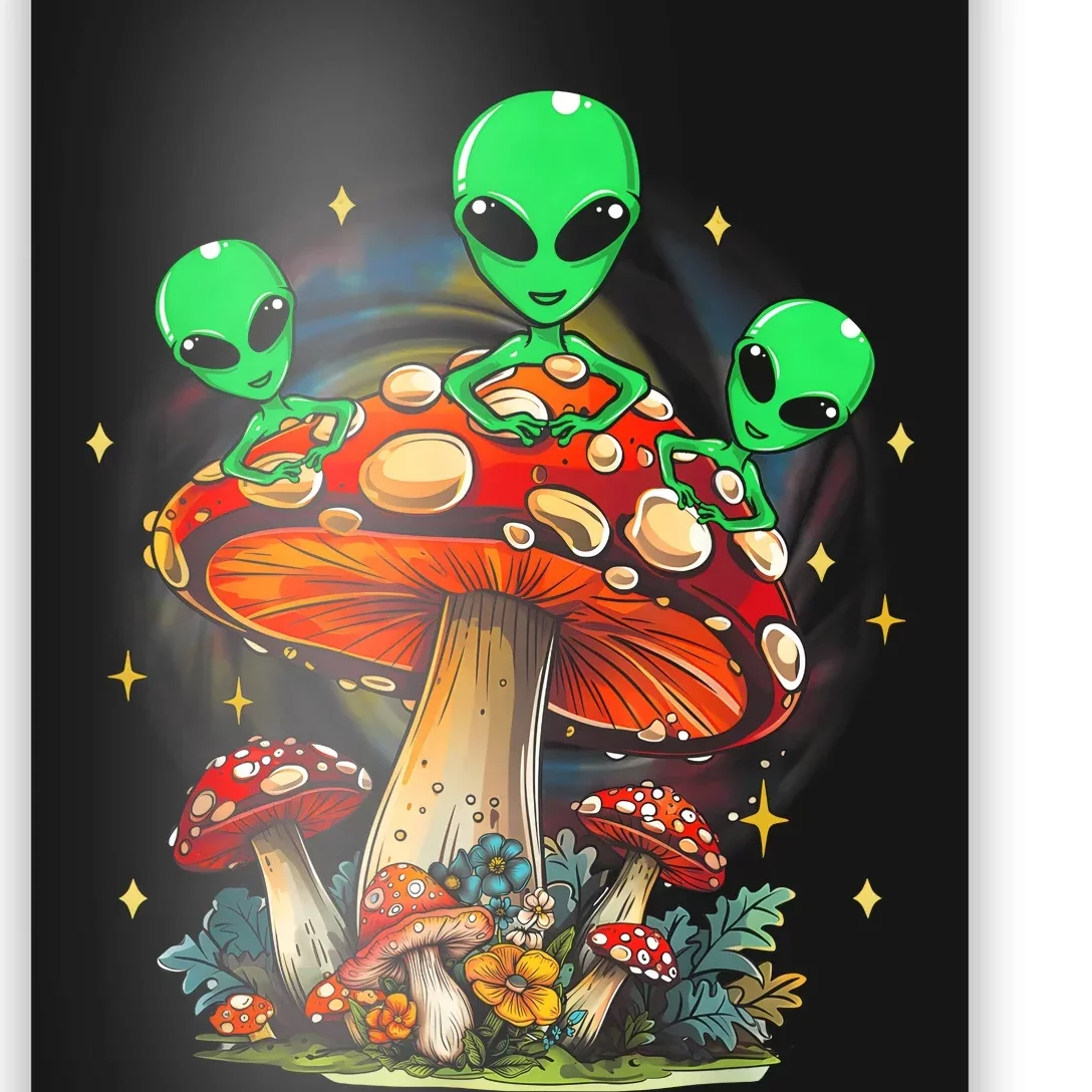 Funny Magic Mushroom Alien Trippy Shroom Lsdweed Acid Trip Poster