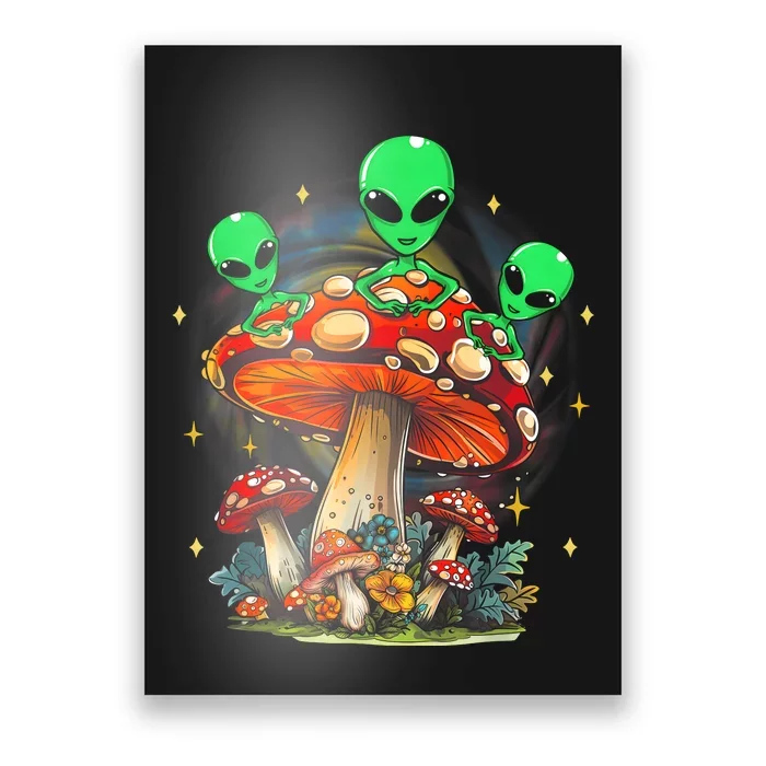 Funny Magic Mushroom Alien Trippy Shroom Lsdweed Acid Trip Poster