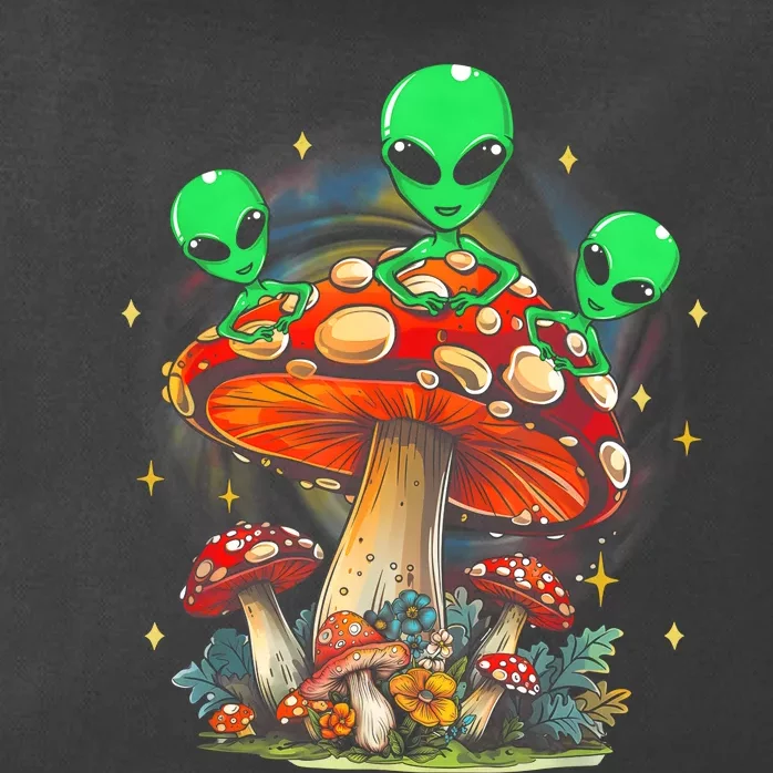 Funny Magic Mushroom Alien Trippy Shroom Lsdweed Acid Trip Zip Tote Bag