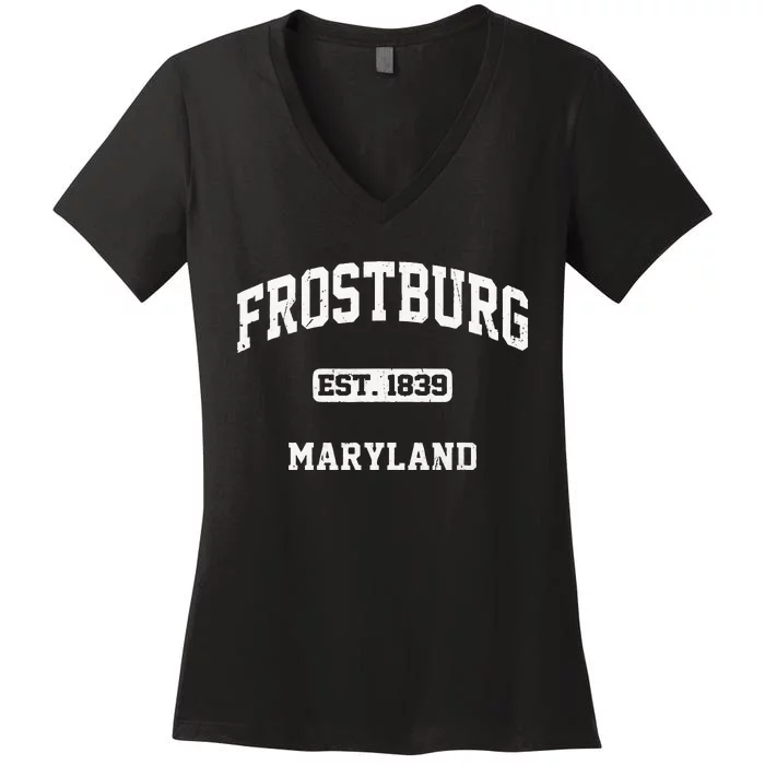 Frostburg Maryland MD Vintage State Athletic Style Women's V-Neck T-Shirt