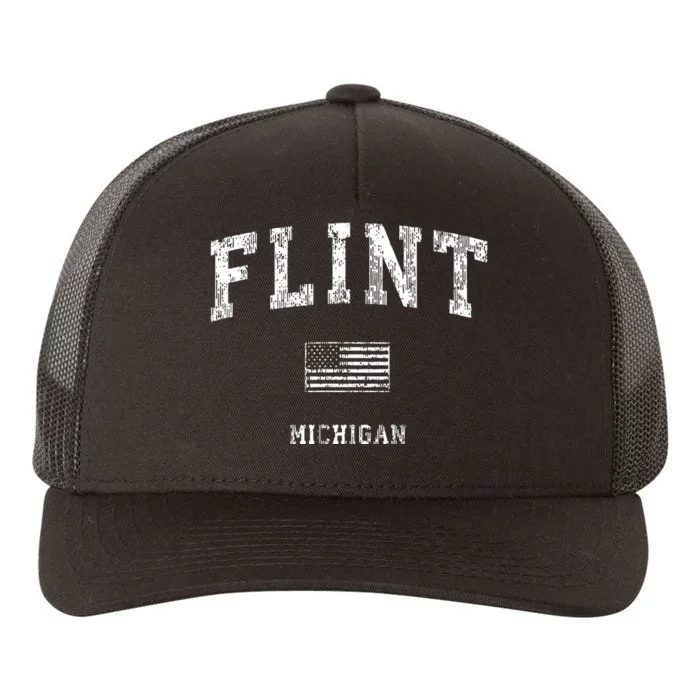 Flint Michigan Mi Vintage American Flag Yupoong Adult 5-Panel Trucker Hat