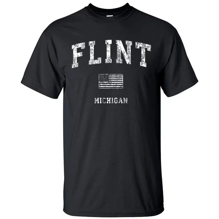 Flint Michigan Mi Vintage American Flag Tall T-Shirt