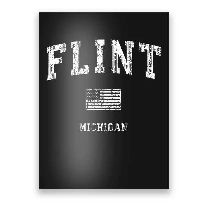 Flint Michigan Mi Vintage American Flag Poster