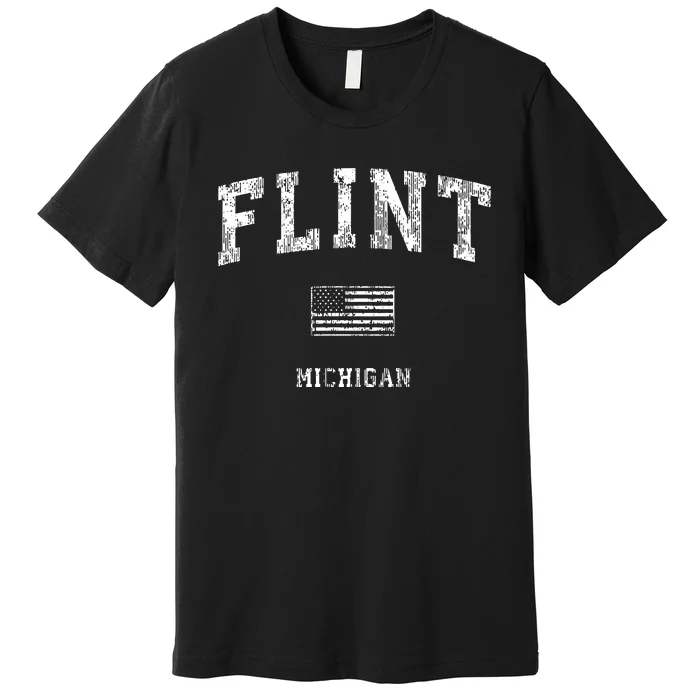 Flint Michigan Mi Vintage American Flag Premium T-Shirt