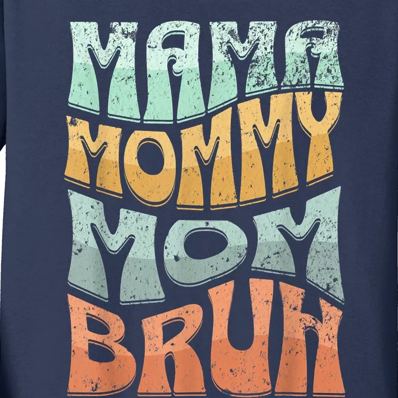 Funny Mama Mommy Mom Bruh Retro Top For Women Mom Kids Long Sleeve Shirt