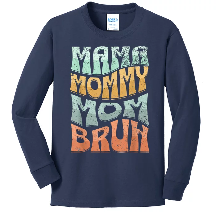 Funny Mama Mommy Mom Bruh Retro Top For Women Mom Kids Long Sleeve Shirt