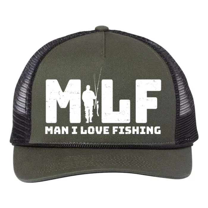 Funny MILF Man I Love Fishing Retro Rope Trucker Hat Cap