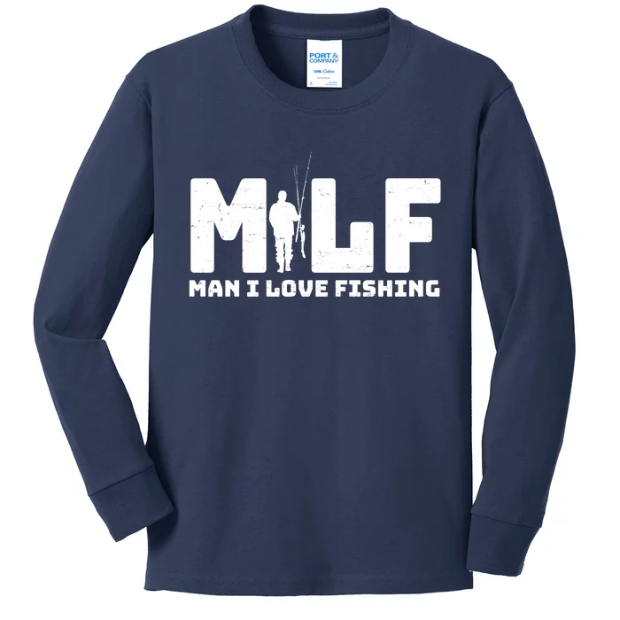 MILF Man I Love Fishing Funny Fishing Design Long Sleeve Shirt