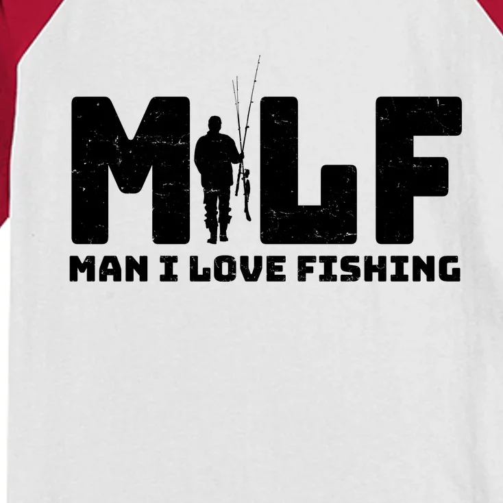 Funny MILF Man I Love Fishing Kids Colorblock Raglan Jersey