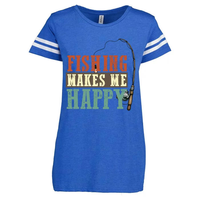 Fishing Makes Me Happy Enza Ladies Jersey Football T-Shirt