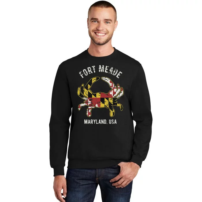 Fort Meade Maryland Usa Crab Vintage Distressed Style Design Tall Sweatshirt