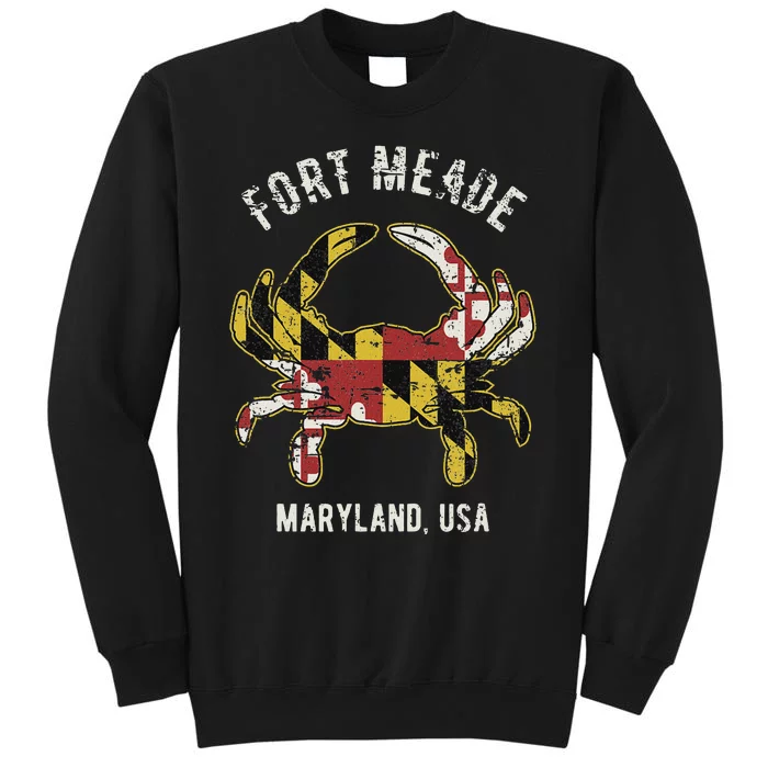 Fort Meade Maryland Usa Crab Vintage Distressed Style Design Tall Sweatshirt