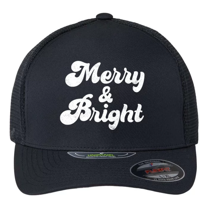 Family Matching Merry And Bright Christmas Top Vneck Flexfit Unipanel Trucker Cap