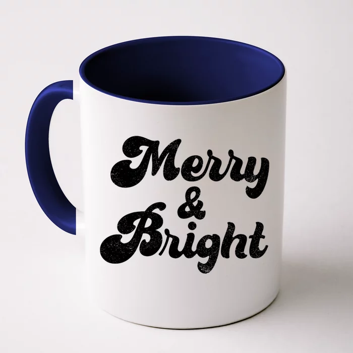 Family Matching Merry And Bright Christmas Top Vneck Front & Back Coffee Mug