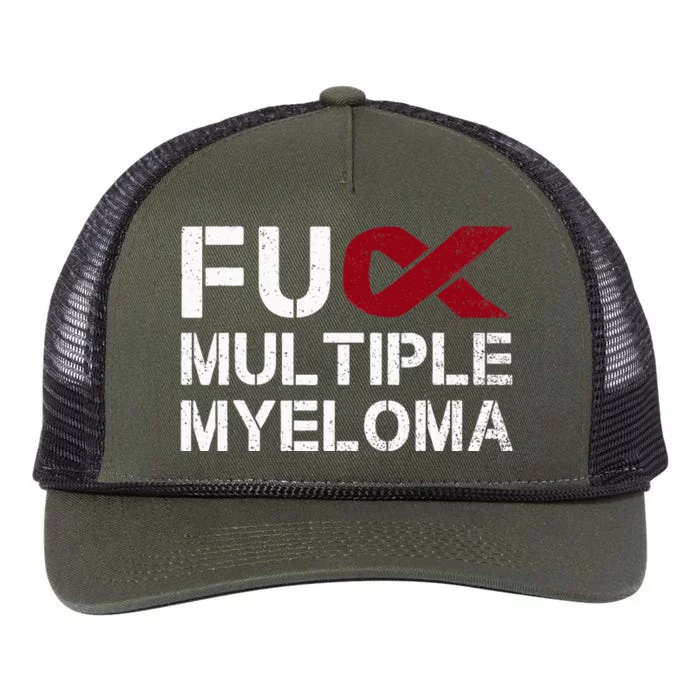 Fuck Multiple Myeloma Awareness Month Ribbon Warrior Fighter Retro Rope Trucker Hat Cap