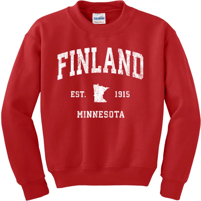 Finland Minnesota Mn Vintage Athletic Sports Kids Sweatshirt