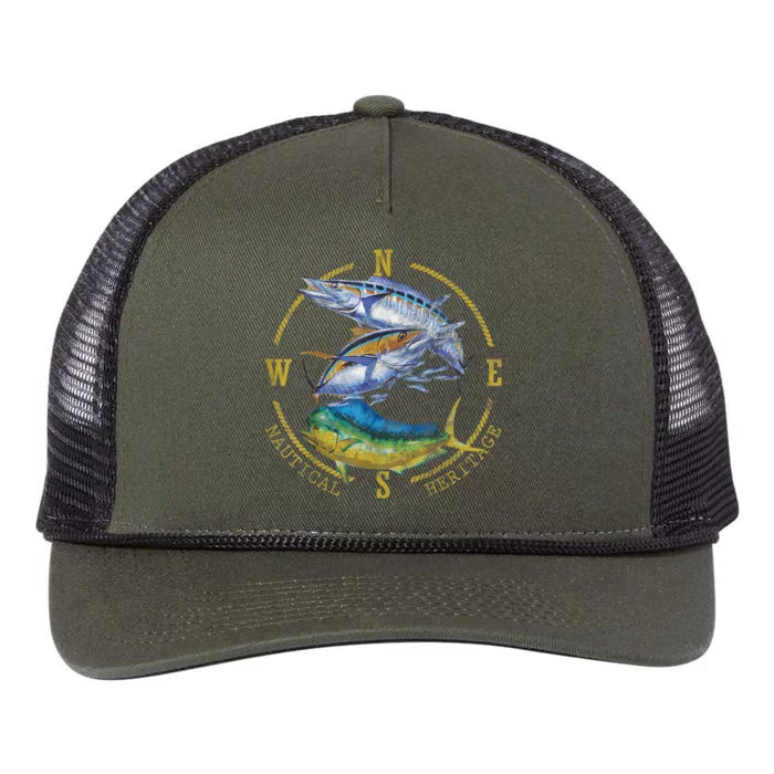 Fish Mahi Mahi Tuna Kingfish Nautical Heritage Fishing Gift Retro Rope Trucker Hat Cap