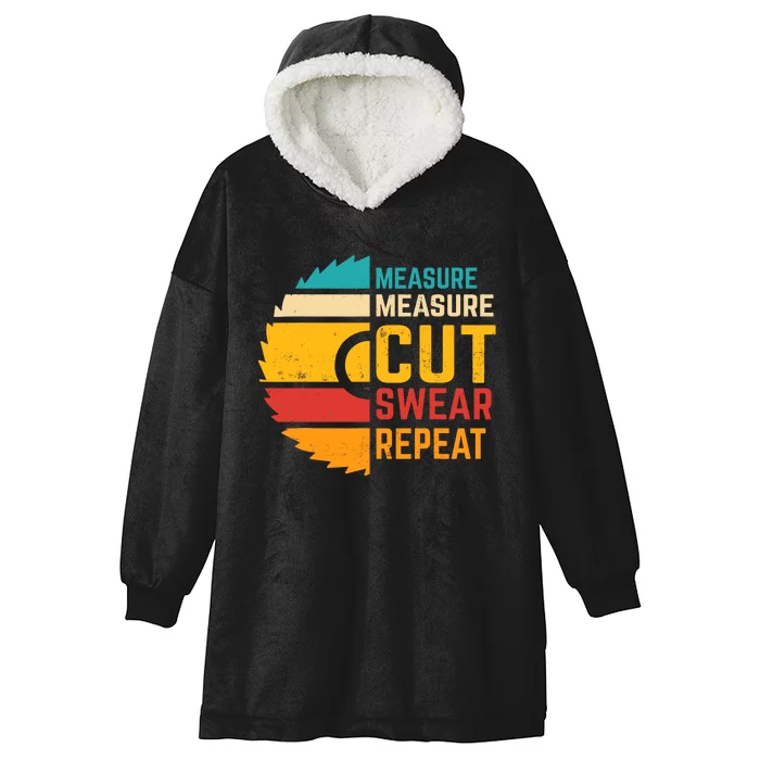 Funny Measure Measure Cut Swear Repeat Hooded Wearable Blanket