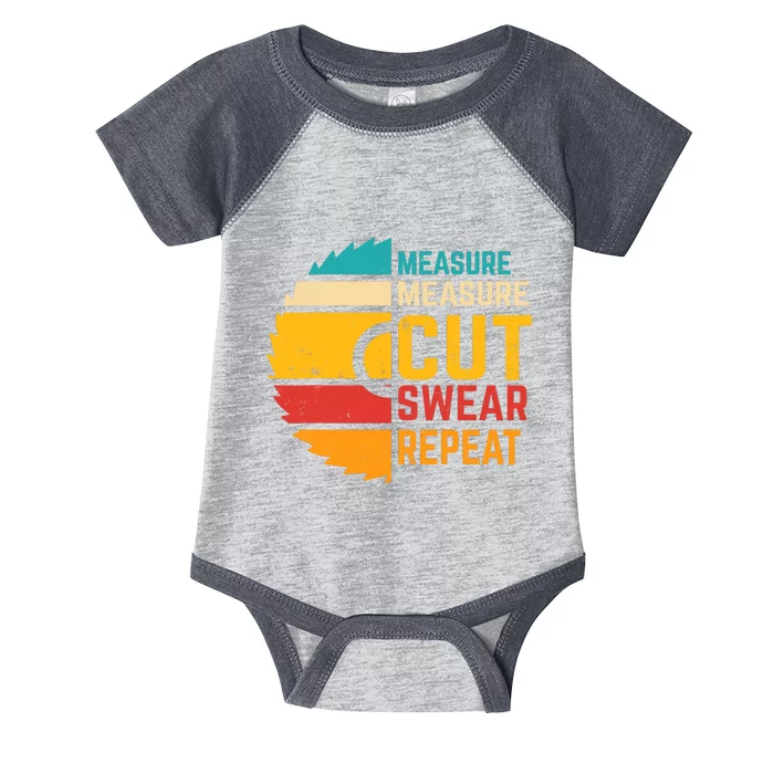 Funny Measure Measure Cut Swear Repeat Infant Baby Jersey Bodysuit