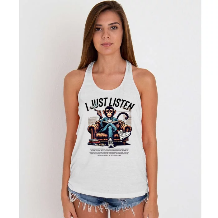 Funny Monkeys Matching Couple I’M The Boss & I Just Listen Women's Knotted Racerback Tank