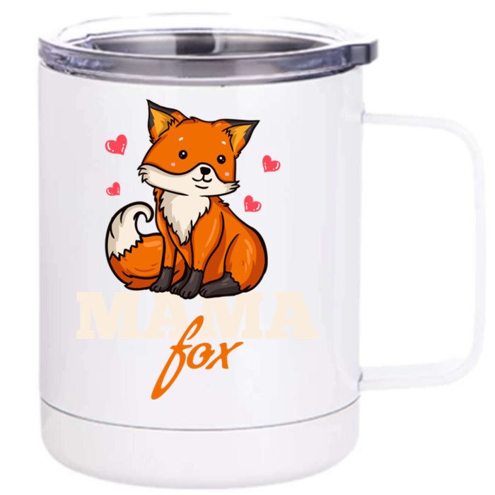 Foxes Mama Mom Gift Front & Back 12oz Stainless Steel Tumbler Cup