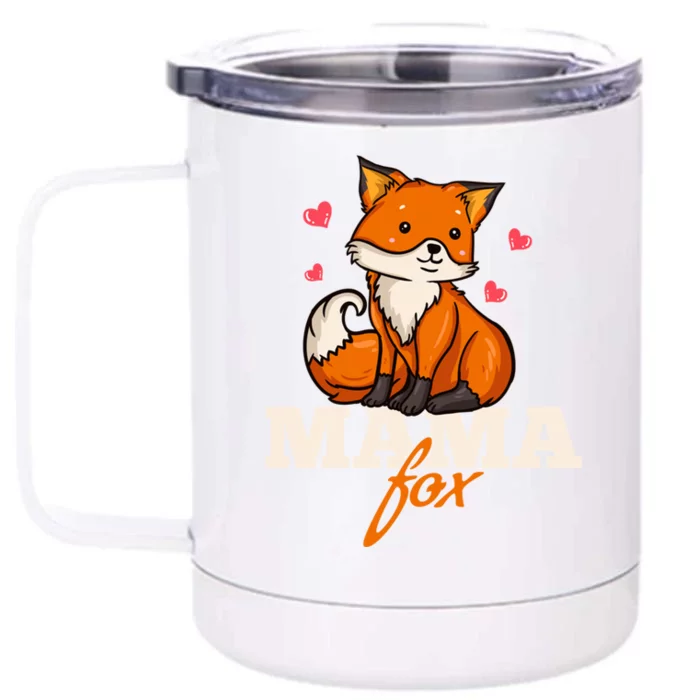 Foxes Mama Mom Gift Front & Back 12oz Stainless Steel Tumbler Cup