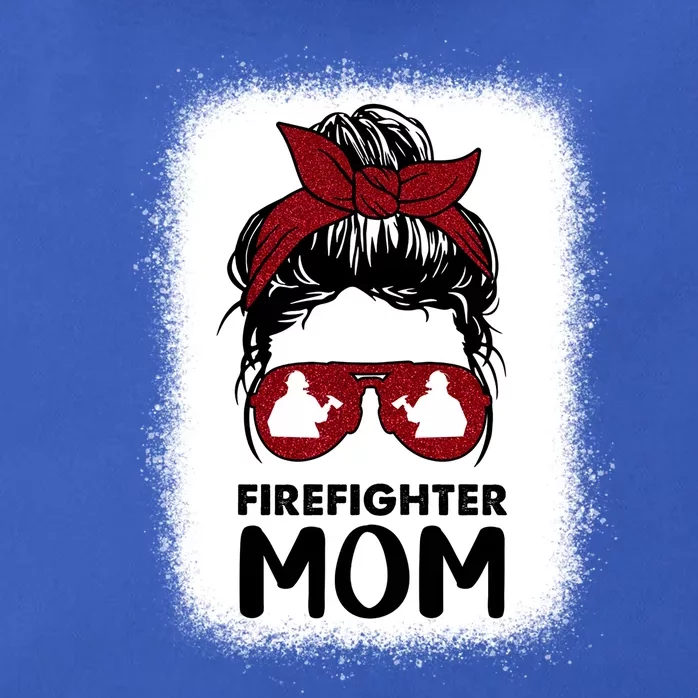 Firefighter Mom Mama Bleached Messy Bun Us Fire Son Funny Funny Gift Zip Tote Bag