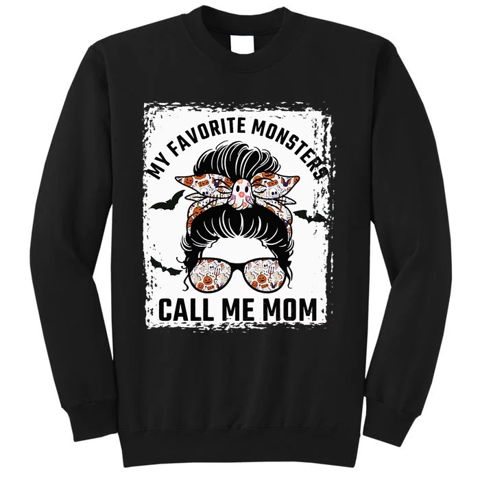 Favorite Monsters Mom Messy Bun Halloween Costume Tall Sweatshirt